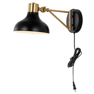 Lynn 15" Swing Arm Modern Midcentury Iron USB Charging Port LED Sconce - JONATHAN Y